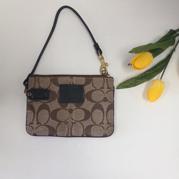 Coach Handbags - Coach Tan Op Art Wristlet